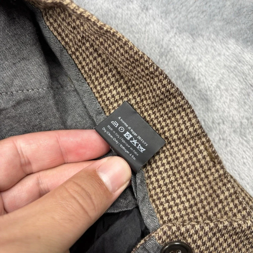 Todd Snyder Houndstooth Dress Pants Men's 36x33 Brown Tan Italy Wool Linen